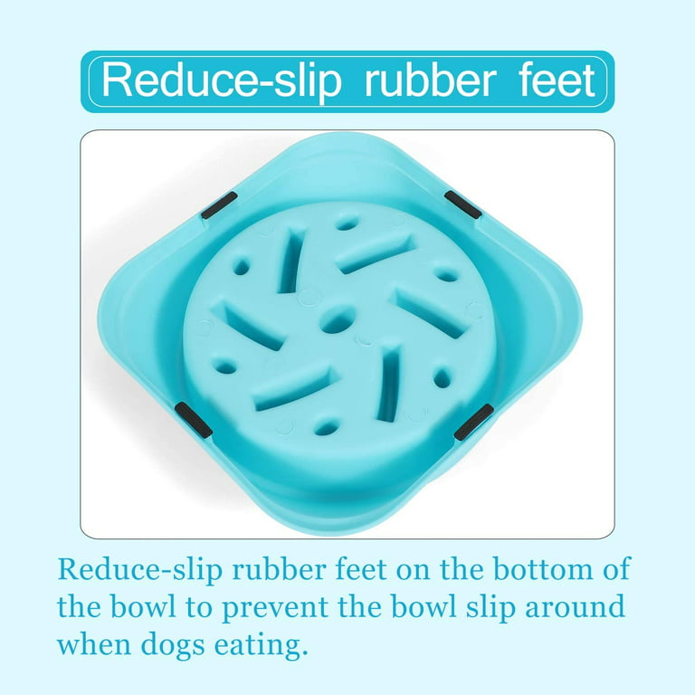 NEX Slow Feeder Dog Bowl Non Slip Anti Choke Feeding Dish BPA Free,Blue