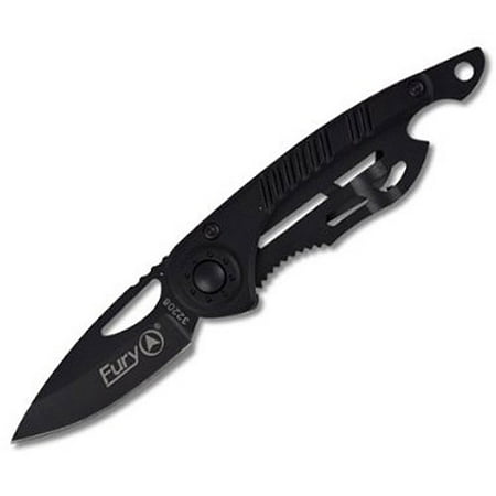 Joy Enterprises FP32208 Fury Nexus Aluminum Handle Folding Knife with Money Clip and Bottle Opener, Black, 3.5