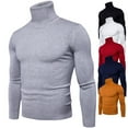 thumbnail image 5 of Suéter de cuello alto ajustado de color sólido para hombre, suéter de gran tamaño, camisa básica de cuello alto informal de moda, 5 of 5