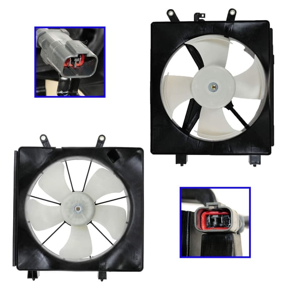 Radiator & AC Condenser Cooling Fan Assembly Pair for Honda Civic RFA81509