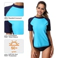 thumbnail image 3 of Camiseta de natación deportiva de manga corta para mujer, color liso, 3 of 7