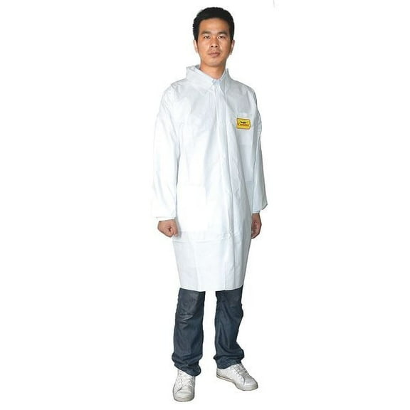 Condor Lab Coat,L,White,Microp Lam,PK8 30C561