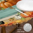 thumbnail image 3 of Fall Pumpkin Round Tablecloth, Fitted Table Cover with Elastic for 55"-60" Round Tables, Autumn Maple Leaf Retro Farmhouse Truck Table Cloth Outdoor Indoor Dinning Party Waterproof Tablecloths, 3 of 7