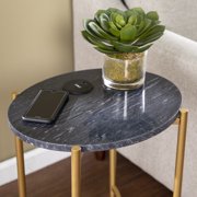 SEI Furniture Clarvin End Table with Wireless Charging Station Gold-Black