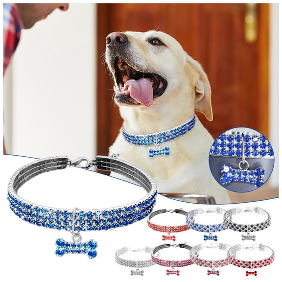 Goowood Bling Dog Collar Rhinestone Choker Necklace for Small Dogs and Cats Sparkly Pet Jewelry Decorative Collar for Parties and Daily Wear