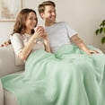 thumbnail image 4 of Exclusivo Mezcla 100% Cotton Waffle Throw Blanket for Couch, Sofa, Lightweight and Breathable Gauze Muslin Blanket for Summer, Moisture-Wicking, Home Decor, 50"x70", Sage Green, 4 of 7