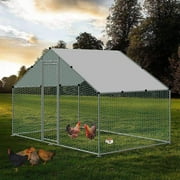 Yamissi Chicken Coop Run Large Metal Chicken Pen for 6-10 Chickens, Poultry Cage Spire Shape Coop, Heavy Duty Walkin Chicken Runs for Yard with Waterproof and Anti-UV Cover