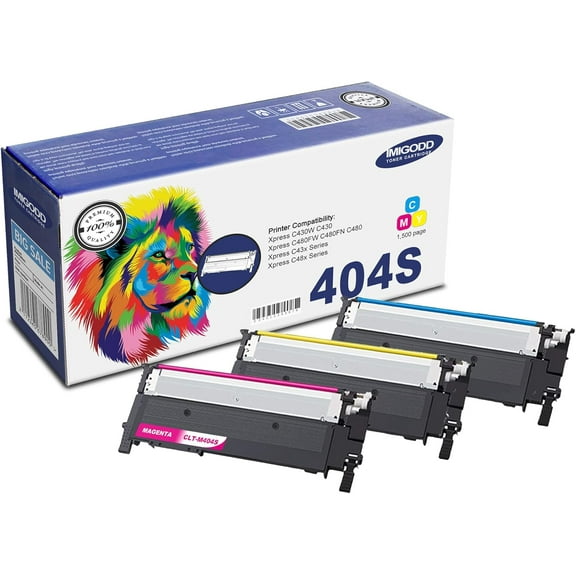 CLT-C404S M404S Y404S C/M/Y Toner Cartridge (with Chip) Replacement Compatible for Samsung Xpress C430W C430 C480FW C480FN C480 C43x Series C48x Series Printers (3 Pack)