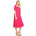 thumbnail image 3 of MOA COLLECTION Women's Solid Casual Comfy Short Sleeve Jersey Knit A-Line Midi Dress, 3 of 6