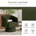 thumbnail image 3 of Hawsaiy Swivel Barrel Accent Chair, Oversized Teddy Upholstered Armchair with 360° Rotation, Modern Comfy Lounge Chair for Living Room, Bedroom, Office, Green(2Pcs), 3 of 10