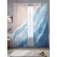thumbnail image 2 of Summer Blue Beach Wave Sheer Curtains 2 Panels Set Coastal Nautical Watercolor Gradient Ocean Sea Sheer Window Curtains Light Filtering Rod Pocket Voile Drapes for Bedroom Living Room 52"X108", 2 of 8
