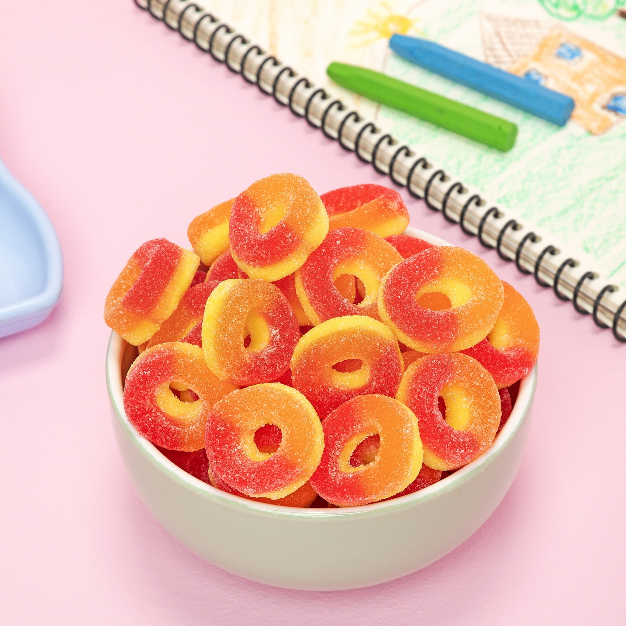 Kervan Candy Bebeto Peach Rings - Fruity, Soft, Sweet & Sour Gummy Candy Bulk for Kids, Gift Snacks and Parties - Peach Gummies Big Party Size Bag (5 lbs)