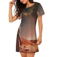 thumbnail image 2 of Easygdp Astronaut On Mars A Camisón de manga corta para mujer, informal, estampado, 2 of 6