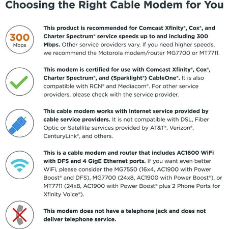 Motorola - AC Dual-Band Wi-Fi Router with 16 x 4 Modem - Black