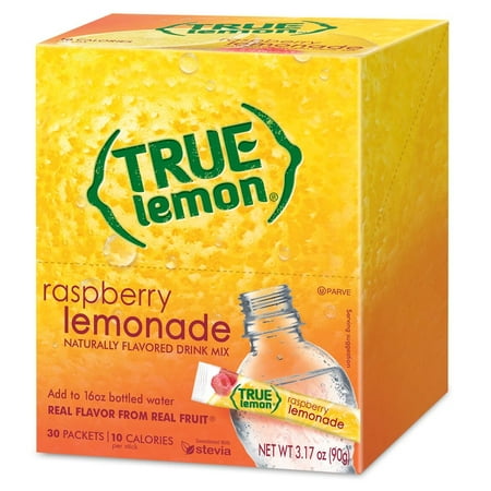 True Lemon Drink Mix, 3.17 Oz, 30 Sticks, Raspberry Lemonade (Pack of