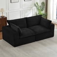 thumbnail image 4 of Aukfa 78.8" Cloud Comfy Sofa, 24" Deep Seat Loveseat Couch, Corduroy Modular Boneless Couch for Living Room, Black, 4 of 8