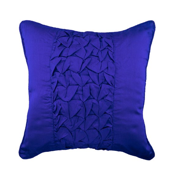 Cushion Cover Custom, Blue Shams, Textured Pintucks & Knotted Solid Color Pillow Shams, 24x24 inch (60x60 cm) Pillow Shams, Square Silk Pillow Sham, Modern - Electric Blue Knots