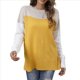 thumbnail image 1 of Suéter Oversize con Bloques de Color para Mujer: Cuello Redondo, Punto Acanalado, Hombros Caídos, Larga Amarillo XL, 1 of 10