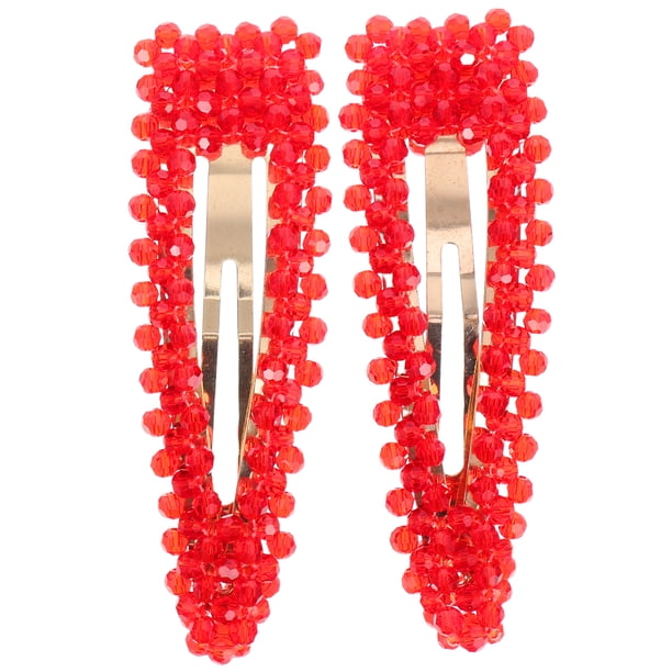 FELTECHELECTR Juego de 2 horquillas con perlas para el pelo, accesorios para el cabello con forma de gota de agua para mujeres y niñas (rojo)