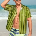 thumbnail image 5 of Lsque Green Bamboo Fence pattern Hawaiian Shirt for Men, Unisex Summer Beach Casual Short Sleeve Button Down Shirts-3X-Large, 5 of 9