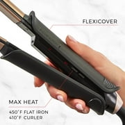 Remington FlexiStyle Curling Iron/Hair Straightener Multi-Styler, 2 Tools in 1, The Ultimate Space Saver.  Black/Gold.