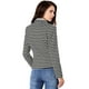 thumbnail image 5 of Blazer a rayas con cierre de Botón y Bolsillo con solapa para Mujer Allegra K Negro XS, 5 of 6