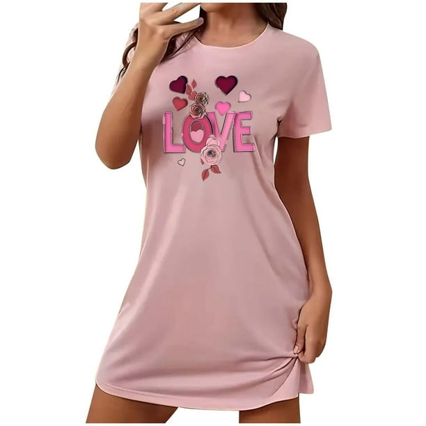 Camisón corto navideño para mujer, talla grande, con cuello redondo estampado y mangas cortas, para el pecho.