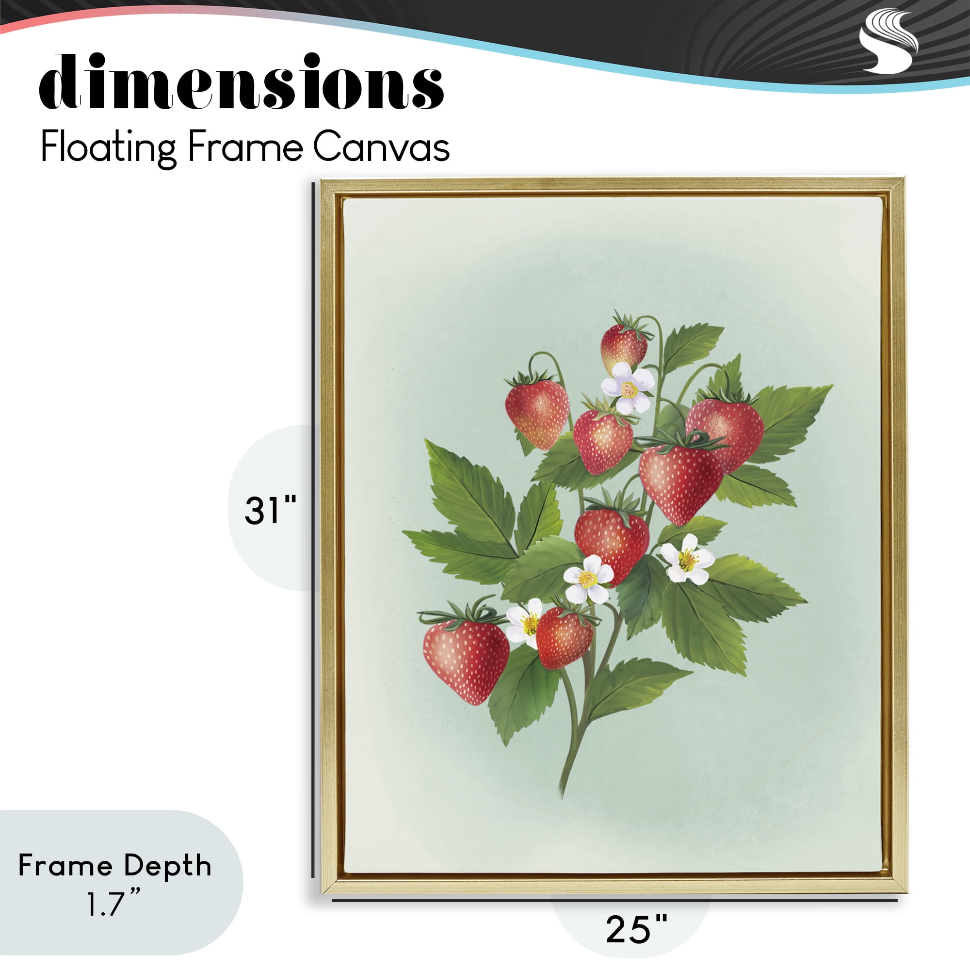 Stupell Industries Vintage Strawberry Bundle Gold Framed Floater Canvas Wall Art, design by Diane Neukirch