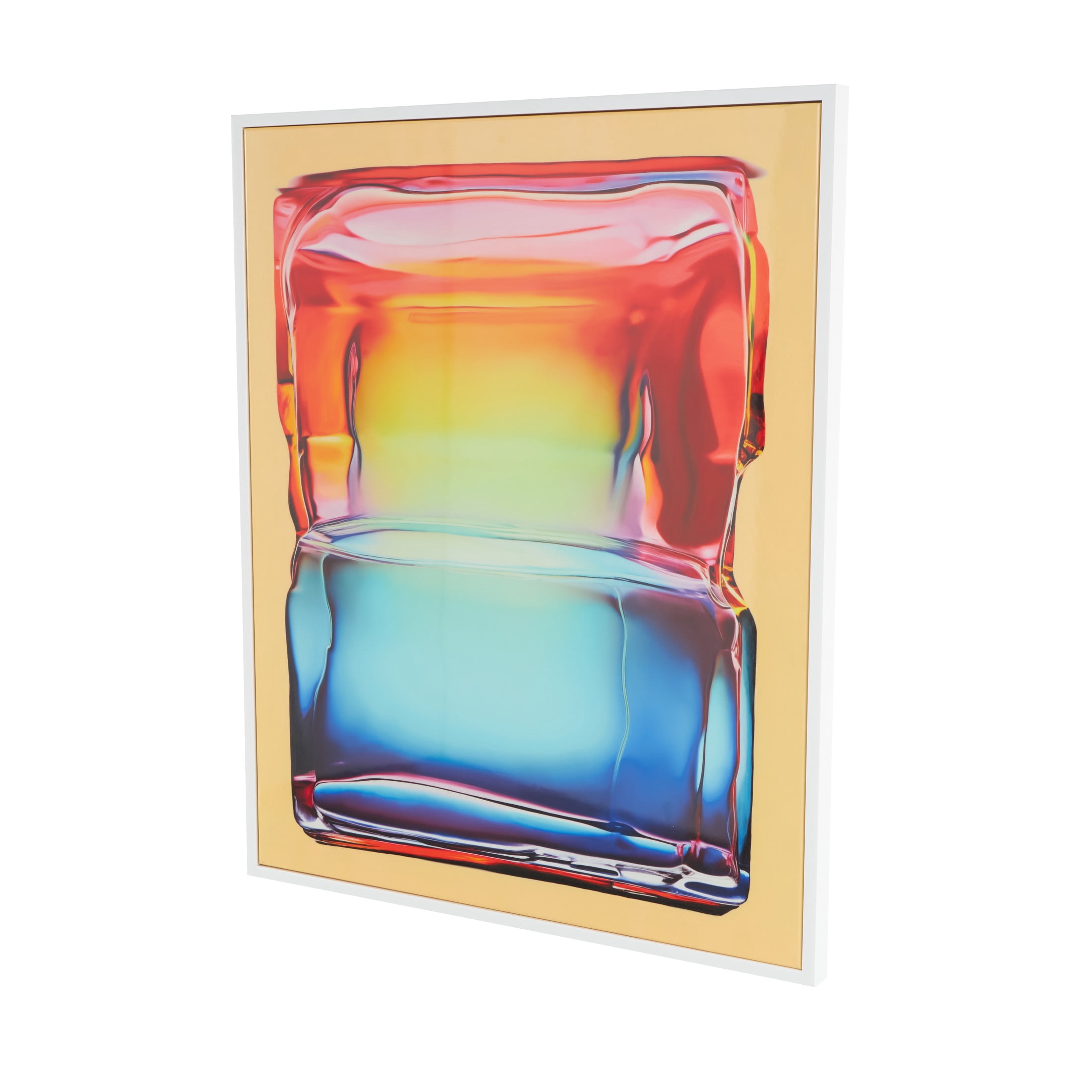 33" x 41" Cube Abstract Framed Wall Art with White Frame, by DecMode