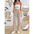 thumbnail image 6 of DOKOTOO Womens Leopard Print Pants Casual Elastic Waist Wide Leg Pants Loose Lounge Trousers with Pockets, 6 of 9