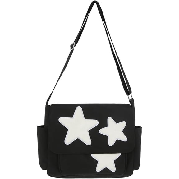 MMYGU Kawaii Messenger Bag Cute Crossbody Bag Kawaii Aesthetic Shoulder Bag for Women Canvas Flap Messenger Bag