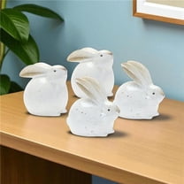 HomeRoots 518077 White & Brown Terracotta Rabbit Figurines - Set of 4