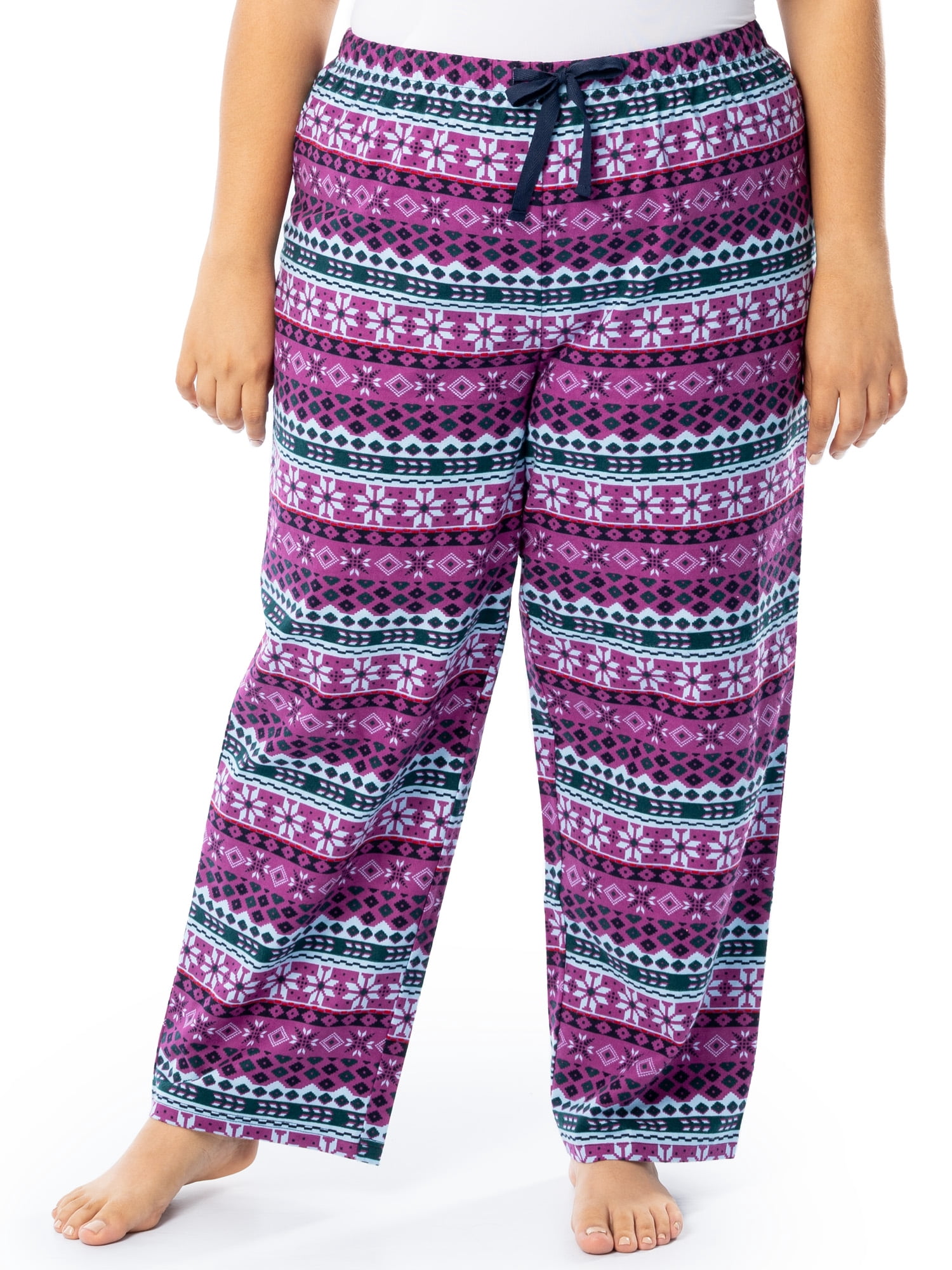 Fruit of the Loom Women's Beyond Soft Long Sleeve Waffle Top and Flannel Bottom Pajama Set, Sizes S-4X