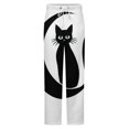 thumbnail image 5 of Black Cat Crescent Moon Winter Female Pants Flannel High Waist Women Pants Lady Warm Straight Leg Plush Trousers, 5 of 7
