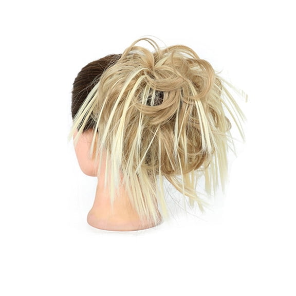 High Temperature Silk Synthetic Messy Bun Wig Natural Fiber Elastic Band Hairpiece for Women Stylish Comfortable Lightweight