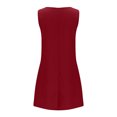 thumbnail image 5 of Usmixi Womens Dresses Plus Size Casual Pocket Loose Swing Cotton Linen Tunic Tank Mini Dresses Summer Solid V-Neck Sleeveless Formal Short Dress Red s, 5 of 6