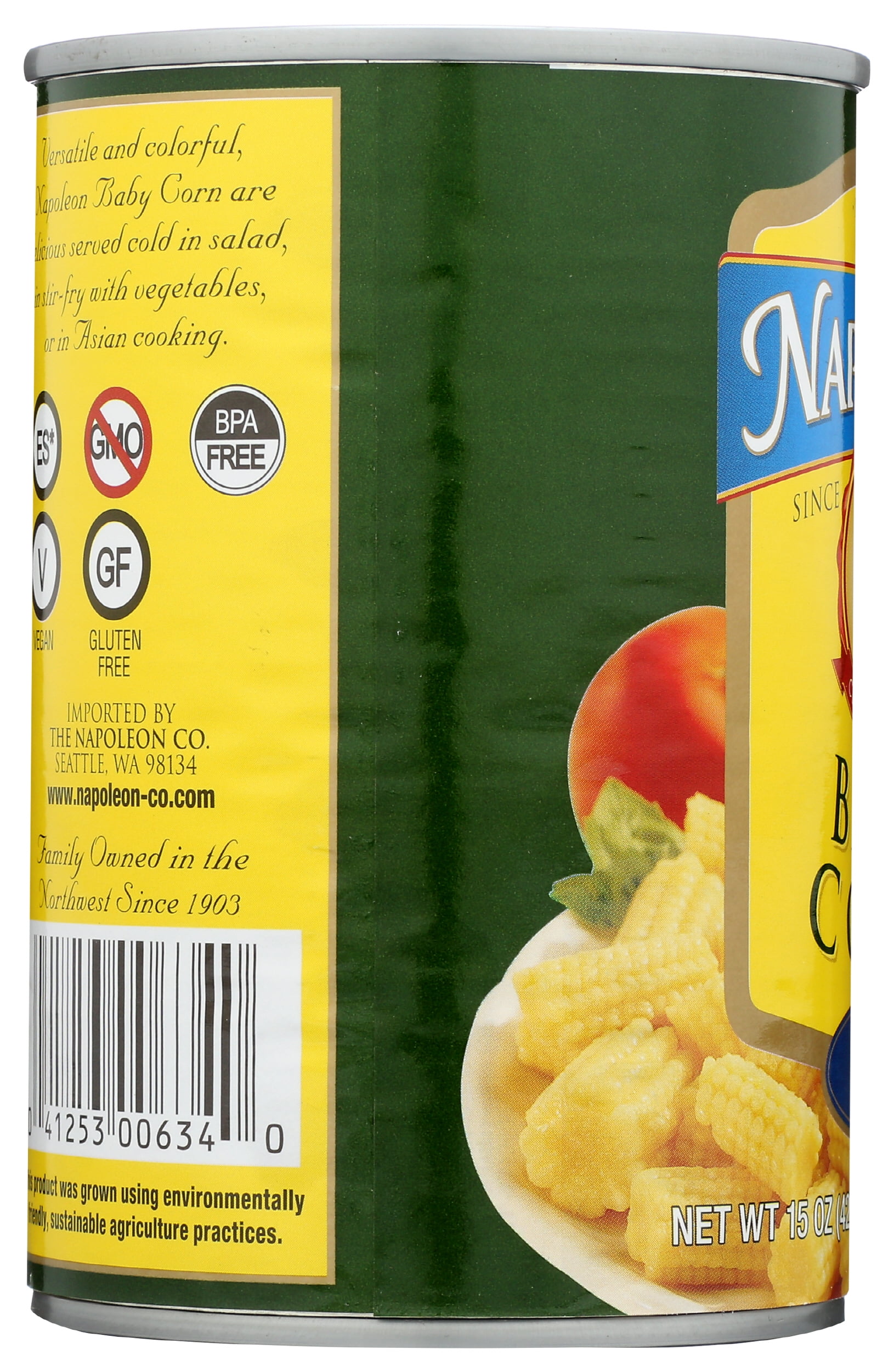 Pack of 12, Napoleon Cut Baby Corn, 15 oz
