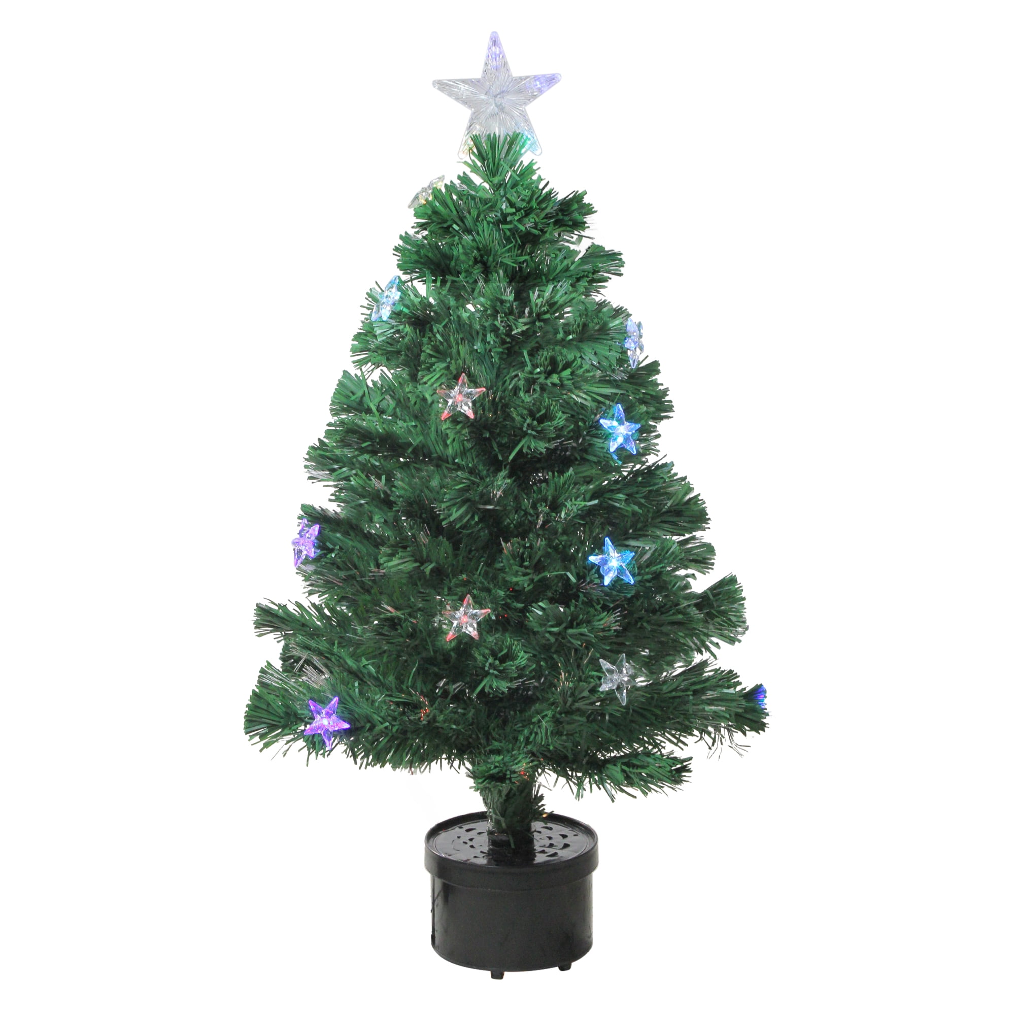 Christmas Tree Green Fibre Optic Led Multicolor Changing Lights Battery Operated 