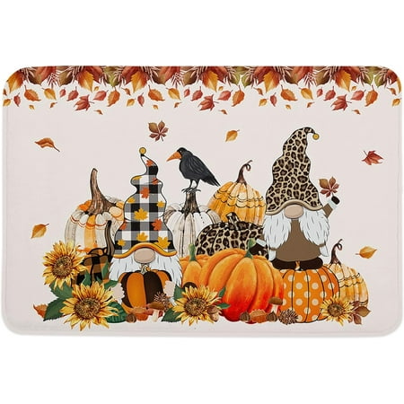 

Maple Leaves Memory Foam Soft Door Mat Indoor Doormatches Absorbent Floor Mat Anti-Skid Welcome Mat for Front Door High Traffic Areas Thanksgiving Dwarfs Sunflowers Pumpkins 20x32 Inch