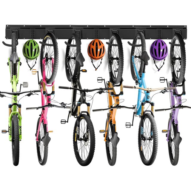 Support à Vélo Mural Vertical Réglable Système de Rangement de Garage avec Crochets Réglables Crochets pour Casques pour Usage Intérieur et Domestique, Support à Vélo Stable, Support à Vélo Mural