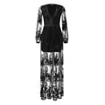 thumbnail image 3 of Vêtements Femme Robe Longue en Dentelle à Col en V avec Boutons Robe à Manches Longues Style Élégant de Cour, 3 of 7