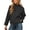 Black, variant on Women Plus Size Quilted Jacket Stand Collar Full Zip Lightweight Padded Short Coat Drawstring Hem Loose Casual Outerwear with Pockets