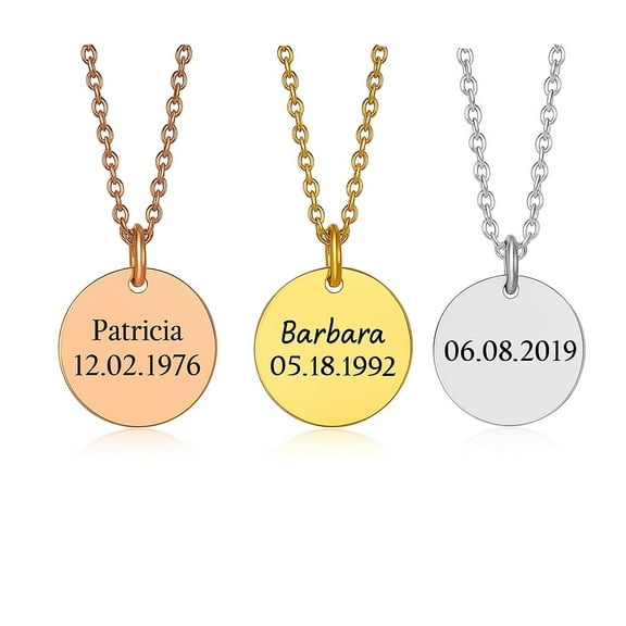 Personalized Necklaces for Women or Men - Custom Necklace for Men or Women Engraved Necklace with Name, Date, or Coordinates – Stainless Steel in Gold, Silver, Rose Gold Color – Gift for Him or Her