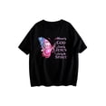 thumbnail image 2 of Blessed by God Loved by Jesus Pink Butterfly Shirt 𝓴𝓲𝓭𝓼 Black T-Shirt,L, 2 of 5