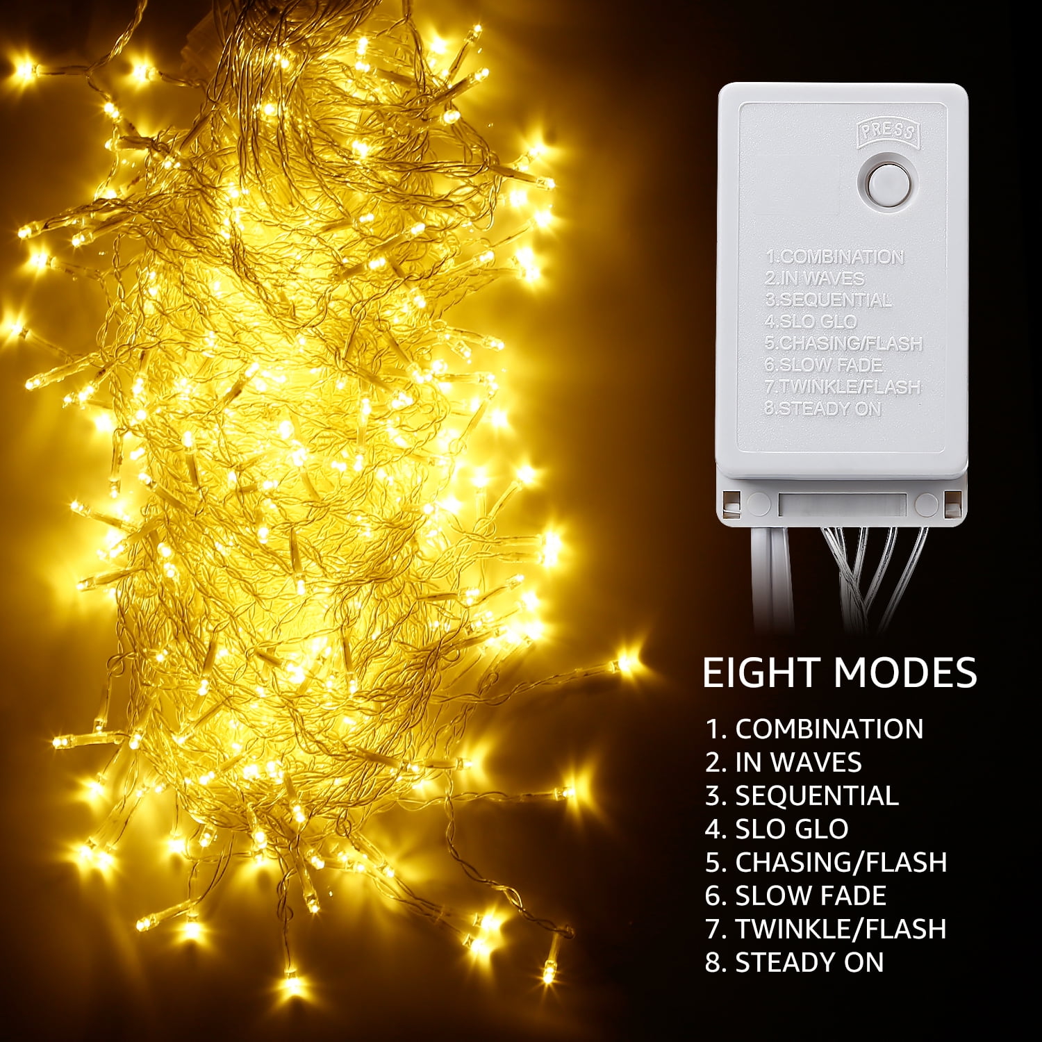 2 Pack 320 LEDs Curtain Lights, 9.8ft x 9.8ft Starry Christmas String Light, Indoor Decoration for Festival, Wedding, Party, Living Room, Bedroom, Dorm, Warm White