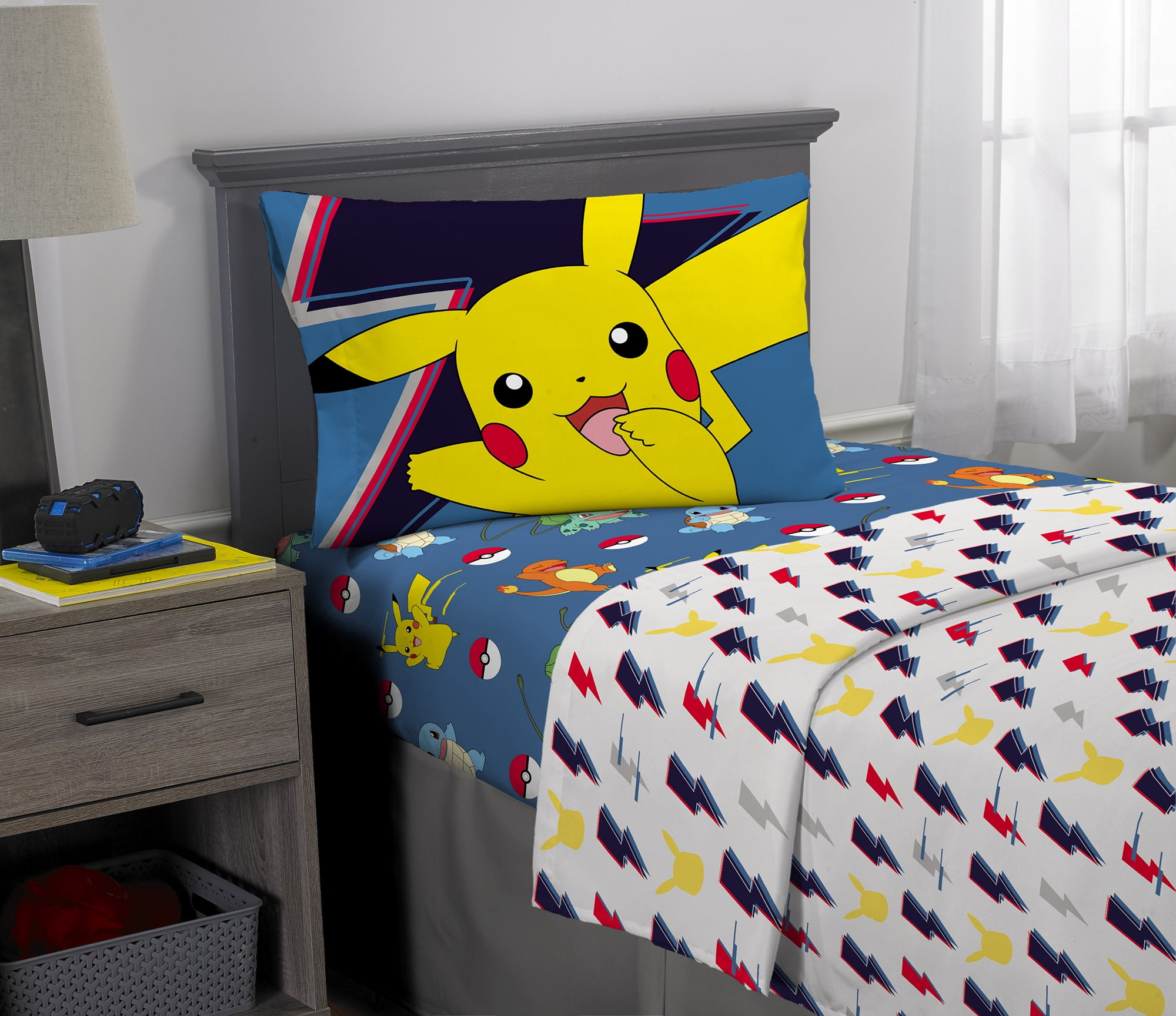 Super Soft Microfiber Bedding Sheet Set, Pikachu Twin Bed Set