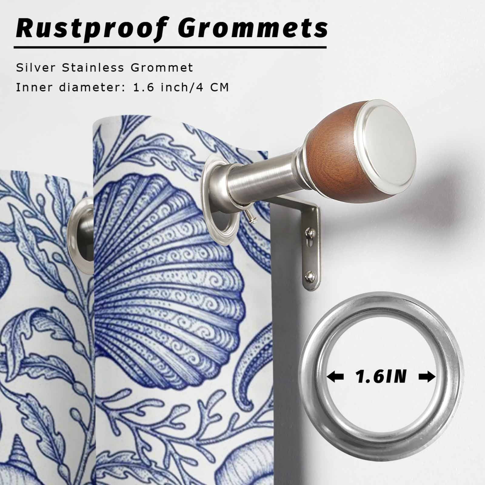 Vintage Blue Ocean Outdoor Curtains for Patio, Summer Country Nautical Sea Shell Starfish Coral Sunshade Privacy Drapes Grommet Waterproof Outside Curtains for Porch/Cabana/Balcony 54"x 108", 1 Panel