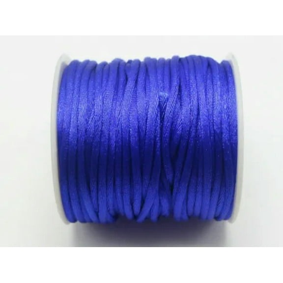 U8MO 25 Meters Nylon Chinese Satin Silk Knot Cord 2.5mm RATTAIL Thread Necklace Spool-Royal Blue