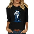 thumbnail image 2 of PNTUTB Women's 3/4 Sleeve Western Style Printed Casual T-shirt, 2 of 6