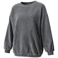 thumbnail image 5 of Lmnyox Ribbed Sweatshirts for Women Loose Crew Neck Oversized Pullover Fashion Casual Sweatshirts, 5 of 7